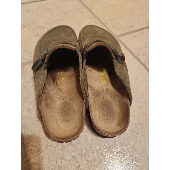 Birkenstock Women's "Eaton" Olive Green Suede Clog Mules Size 38 US 7.5 - Picture 6 of 10